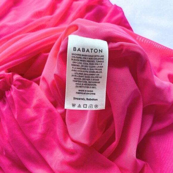 ARITZIA BABATON LUXOR FUCHSIA PINK RUCHED MESH DRESS - 0 - Picture 12 of 13